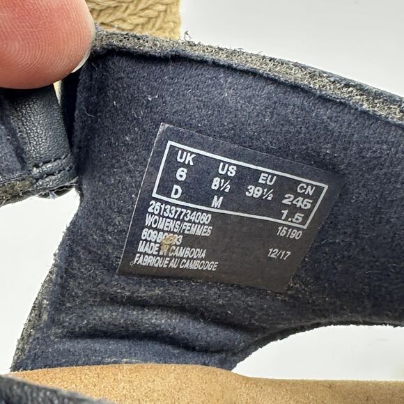 Clarks Lafley Rosen Sandals Womens 8.5 Navy Wedge Slingback Espadrille Cushion - Picture 11 of 11